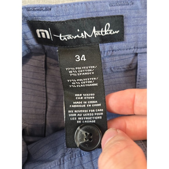Travis Mathew Prestige Golf Shorts Mens 34 Blue Stripe Performance 10" Inseam - Picture 3 of 11